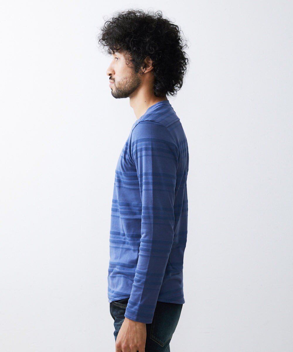 MNKJS05130 MICHEL KLEIN HOMME(ミッシェルクラン オム) 《日本製》ボーダークルーネックカットソー パープル(66)