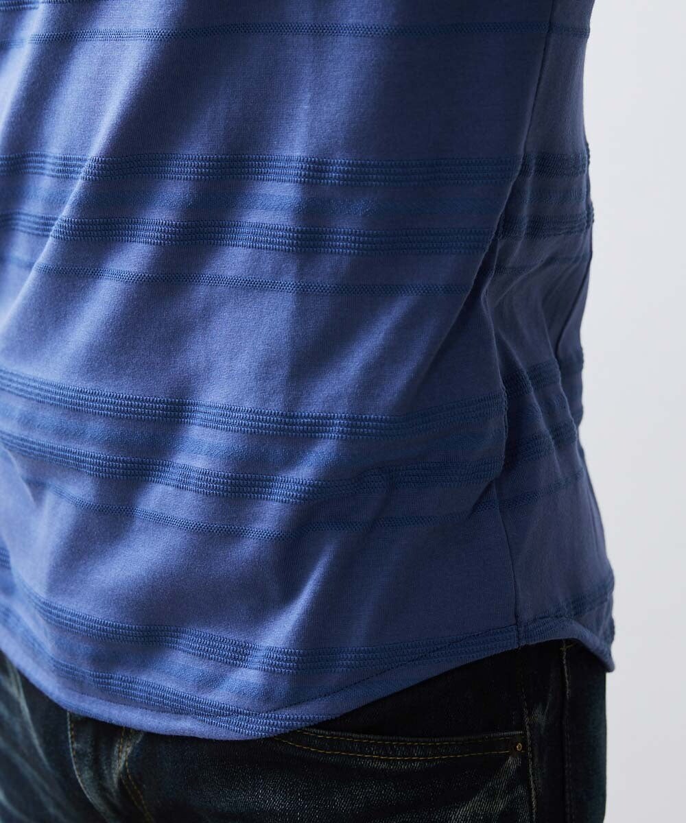 MNKJS05130 MICHEL KLEIN HOMME(ミッシェルクラン オム) 《日本製》ボーダークルーネックカットソー パープル(66)