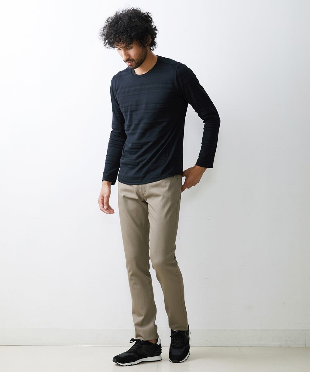 MNKJS05130 MICHEL KLEIN HOMME(ミッシェルクラン オム) 《日本製》ボーダークルーネックカットソー ブラック(94)