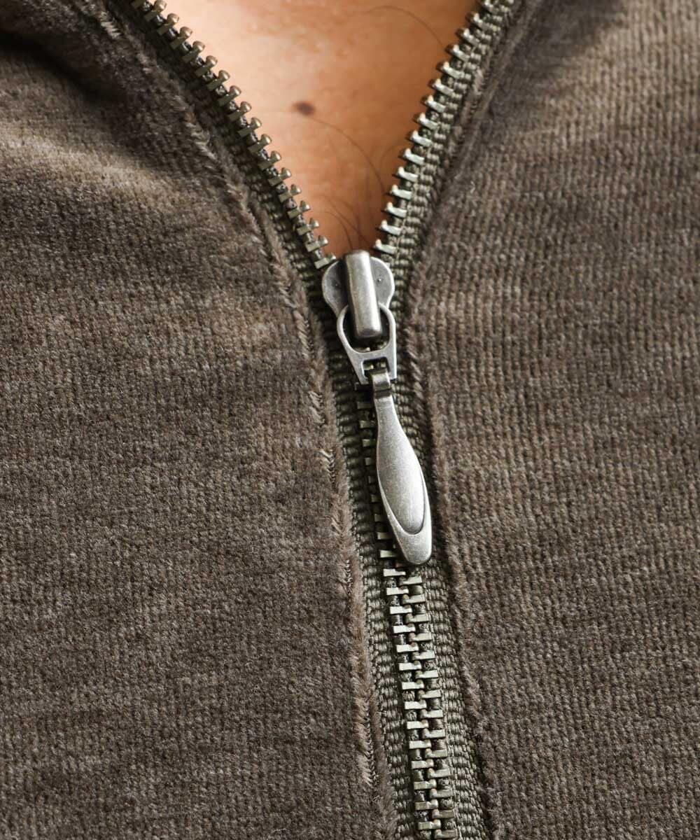 MNKJS07250 MICHEL KLEIN HOMME(ミッシェルクラン オム) ベロアスタンドカーディガン ベージュ