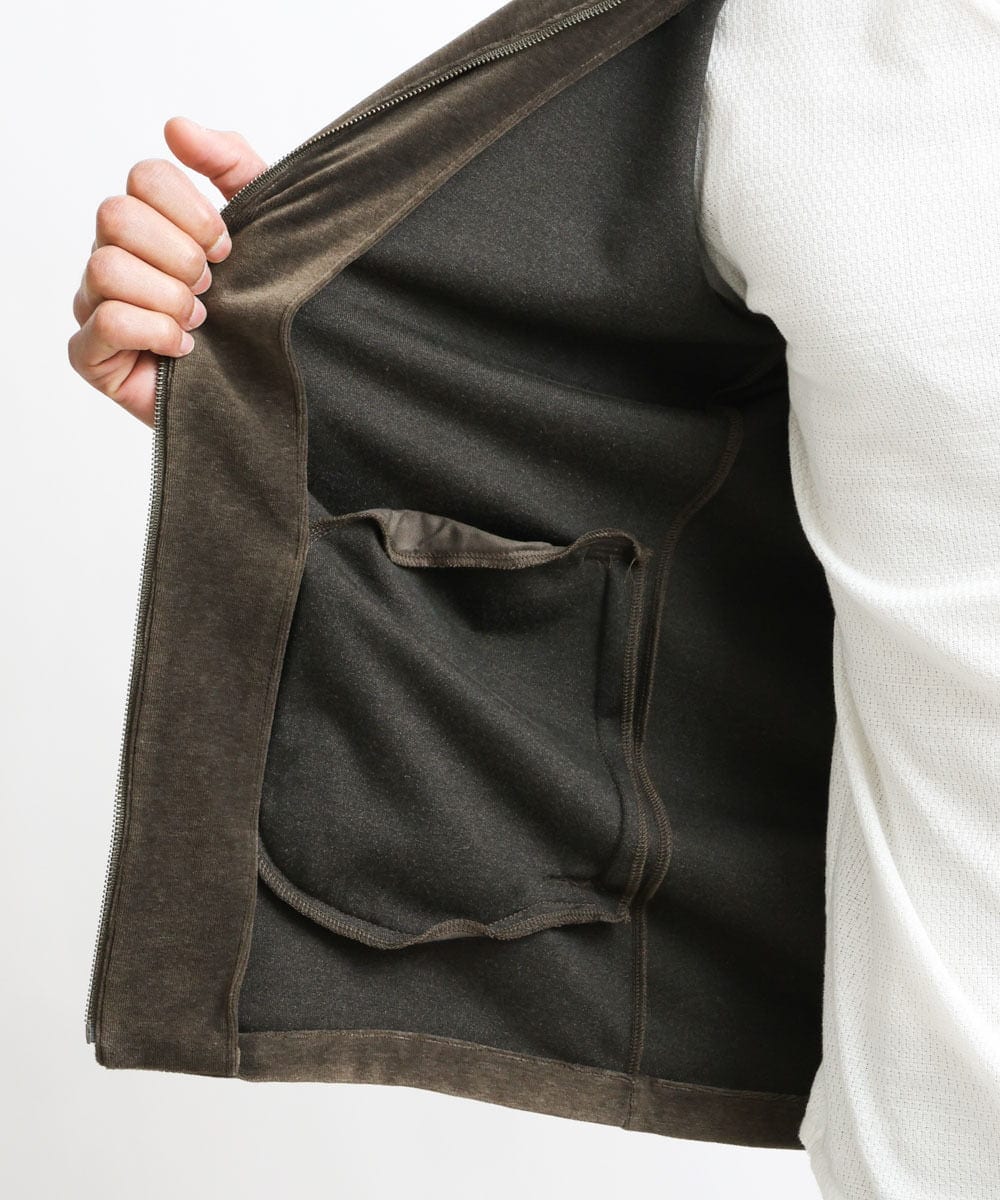 MNKJS07250 MICHEL KLEIN HOMME(ミッシェルクラン オム) ベロアスタンドカーディガン ベージュ