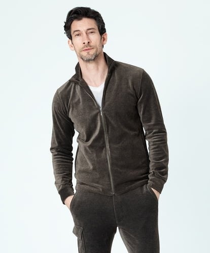 MNKJS07250 MICHEL KLEIN HOMME ベロアスタンドカーディガン