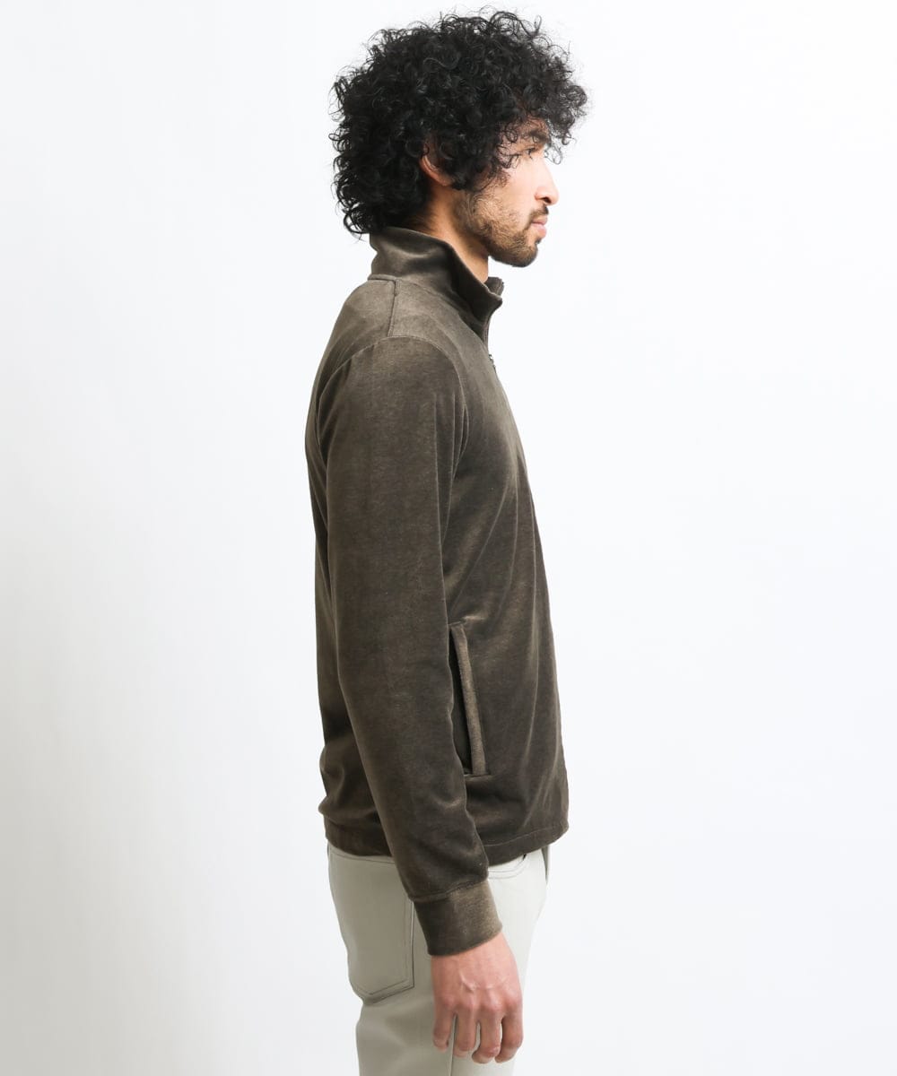 MNKJS07250 MICHEL KLEIN HOMME(ミッシェルクラン オム) ベロアスタンドカーディガン ベージュ