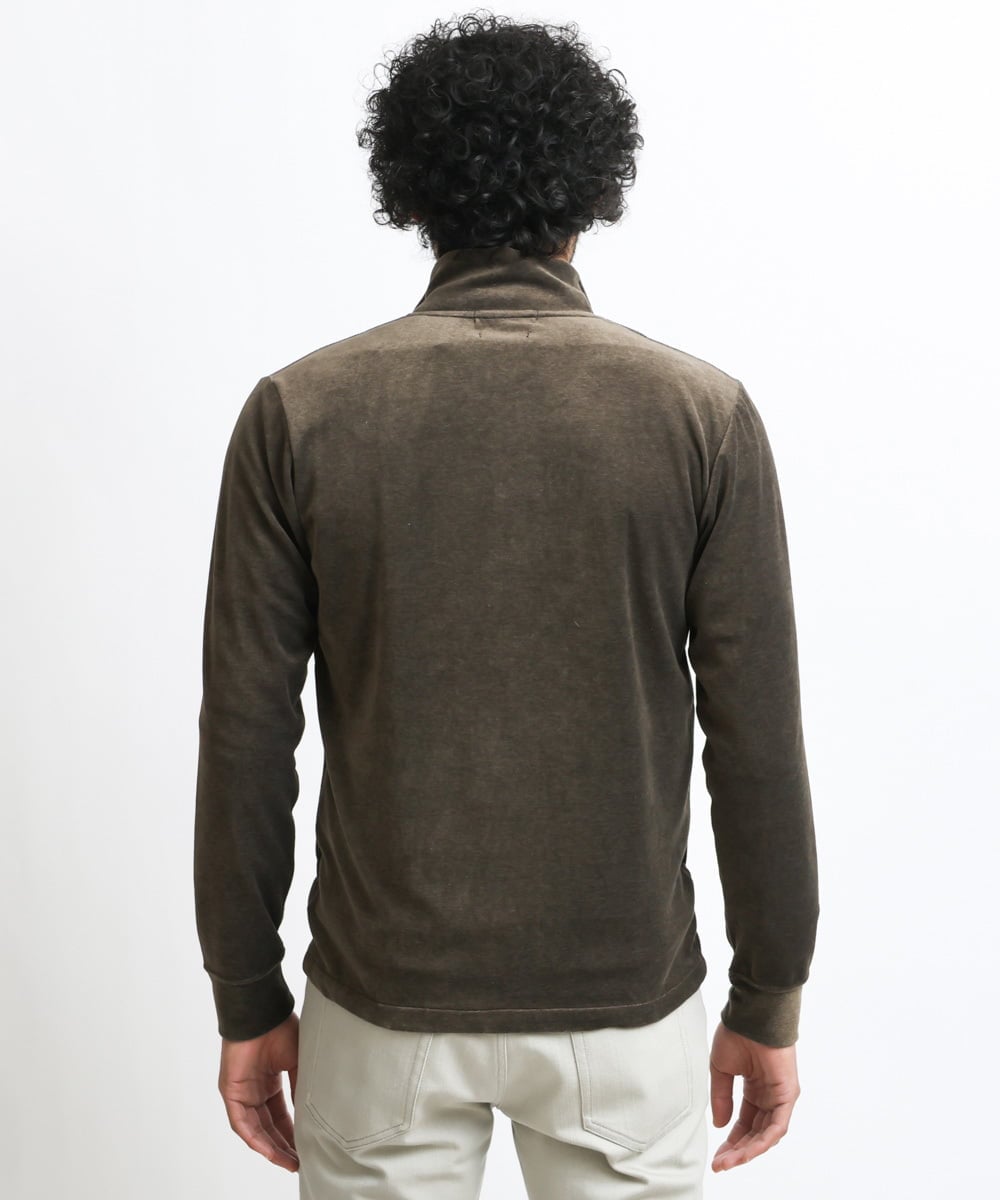 MNKJS07250 MICHEL KLEIN HOMME(ミッシェルクラン オム) ベロアスタンドカーディガン ベージュ