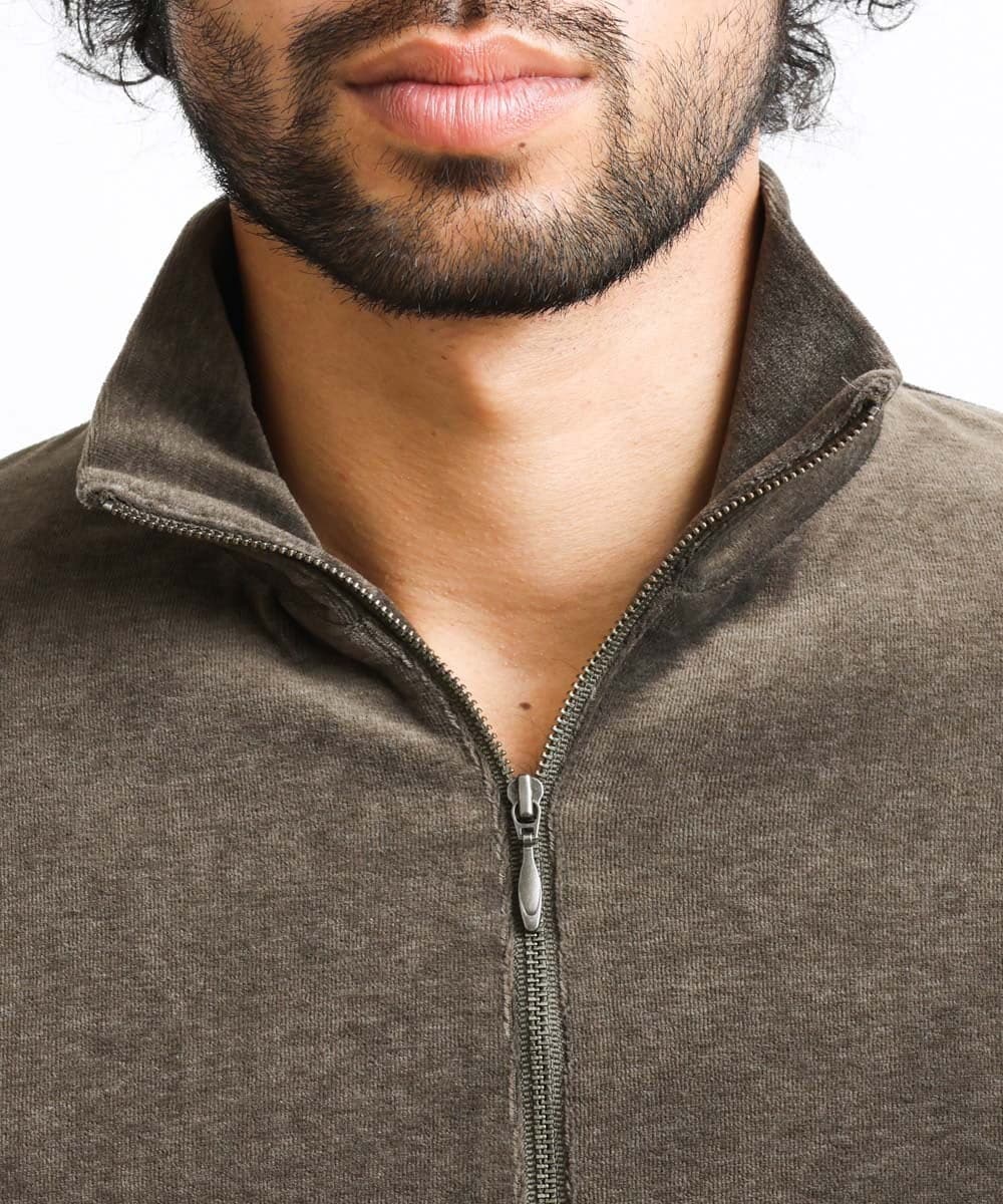 MNKJS07250 MICHEL KLEIN HOMME(ミッシェルクラン オム) ベロアスタンドカーディガン ベージュ