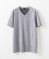 MNKJS17130 MICHEL KLEIN HOMME(ミッシェルクラン オム) 《日本製》ベロアVネックカットソー ライトグレー(91)