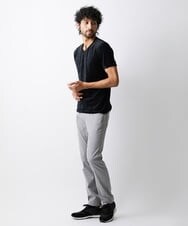 MNKJS17130 MICHEL KLEIN HOMME(ミッシェルクラン オム) 《日本製》ベロアVネックカットソー ブラック(94)