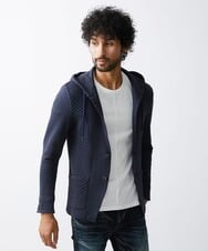 MNKJS33270 MICHEL KLEIN HOMME(ミッシェルクラン オム) ジオメトリックジャガードパーカー ネイビー(57)