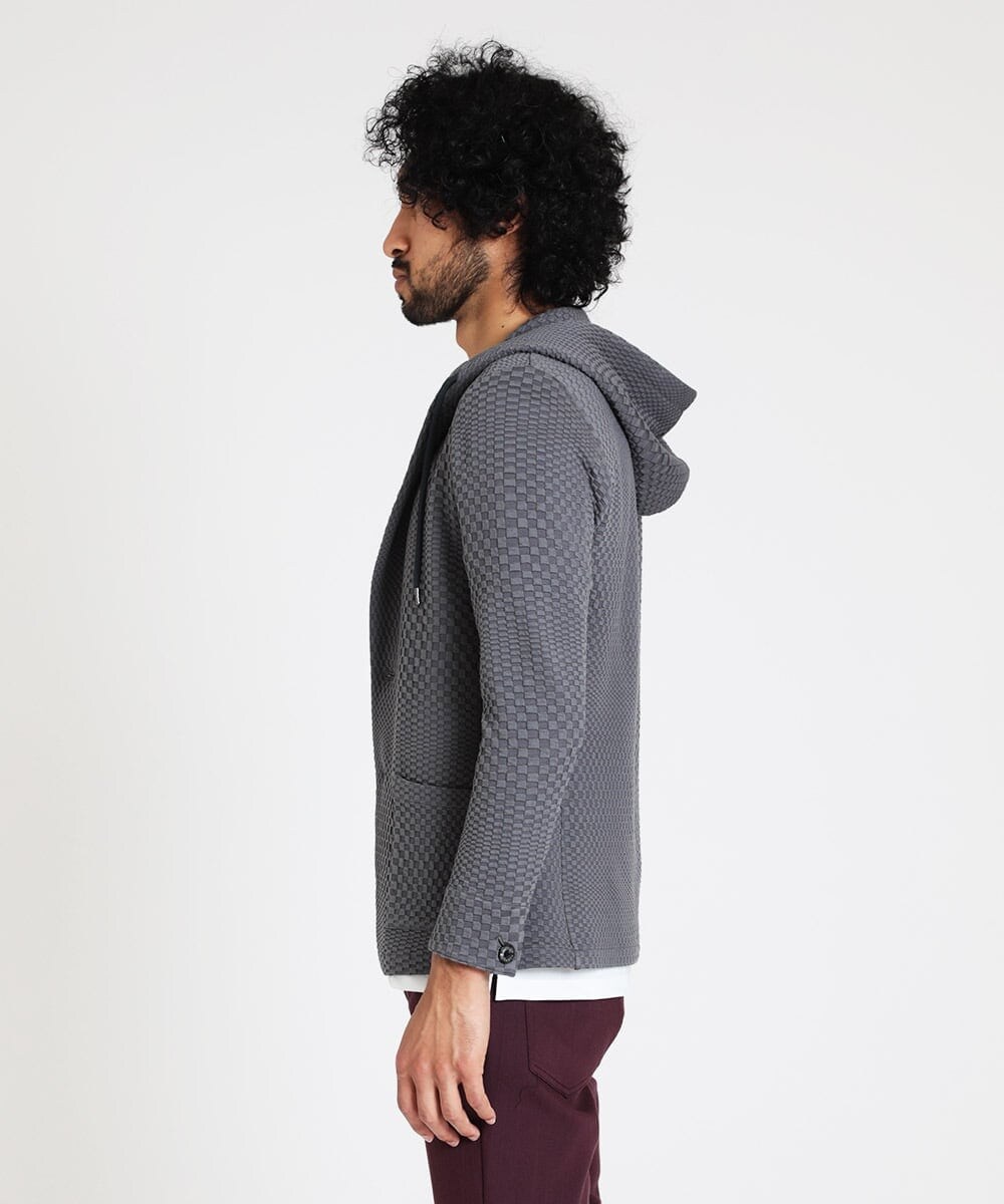 MNKJS33270 MICHEL KLEIN HOMME(ミッシェルクラン オム) ジオメトリックジャガードパーカー グレー(92)