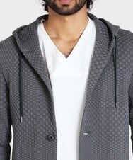 MNKJS33270 MICHEL KLEIN HOMME(ミッシェルクラン オム) ジオメトリックジャガードパーカー グレー(92)
