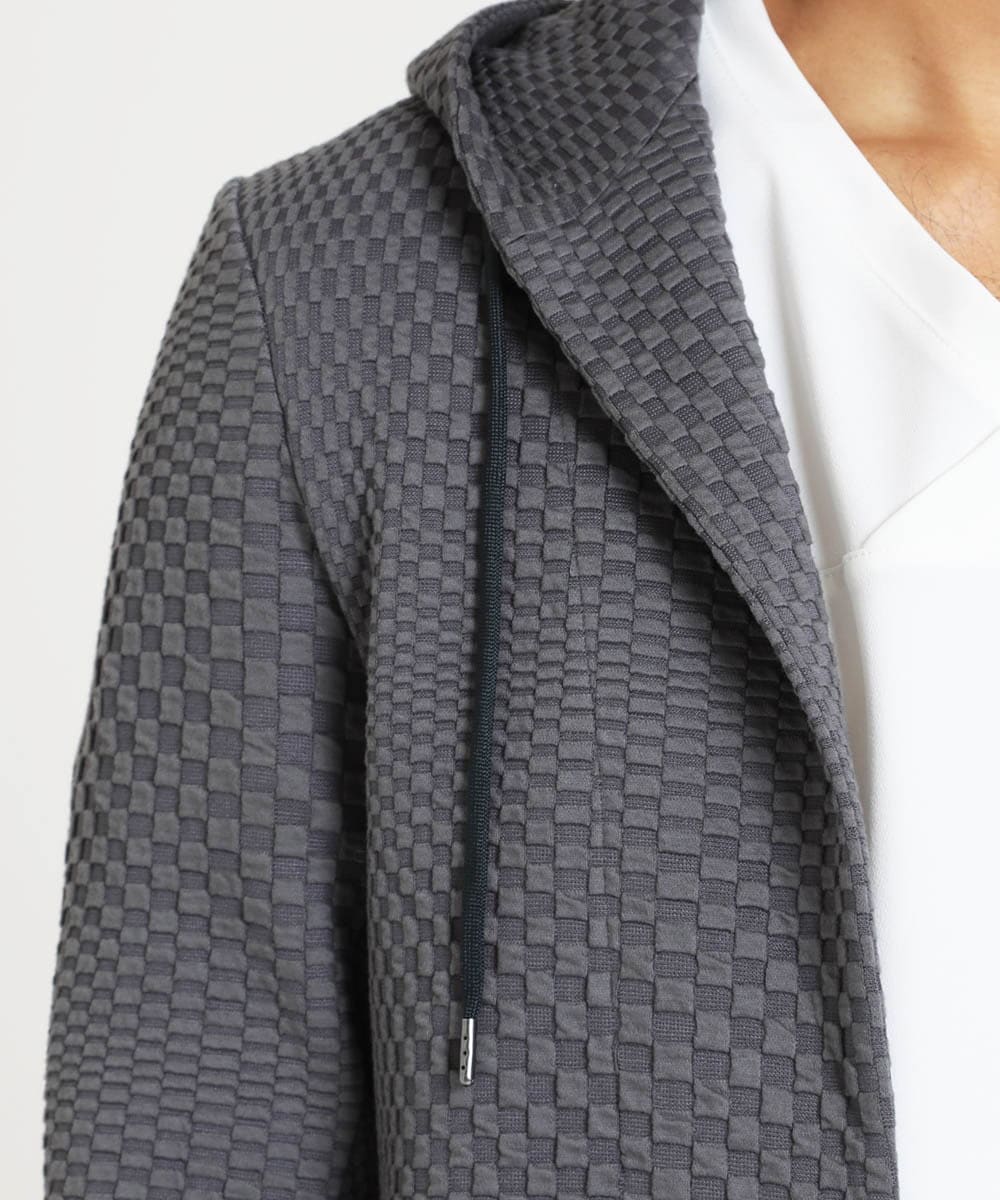 MNKJS33270 MICHEL KLEIN HOMME(ミッシェルクラン オム) ジオメトリックジャガードパーカー グレー(92)