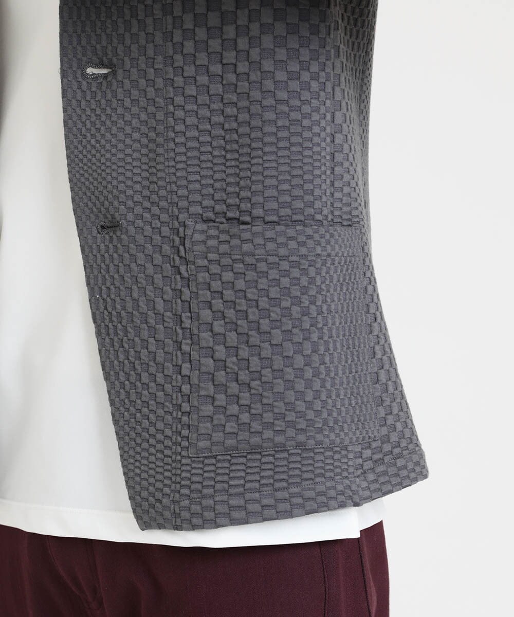 MNKJS33270 MICHEL KLEIN HOMME(ミッシェルクラン オム) ジオメトリックジャガードパーカー グレー(92)