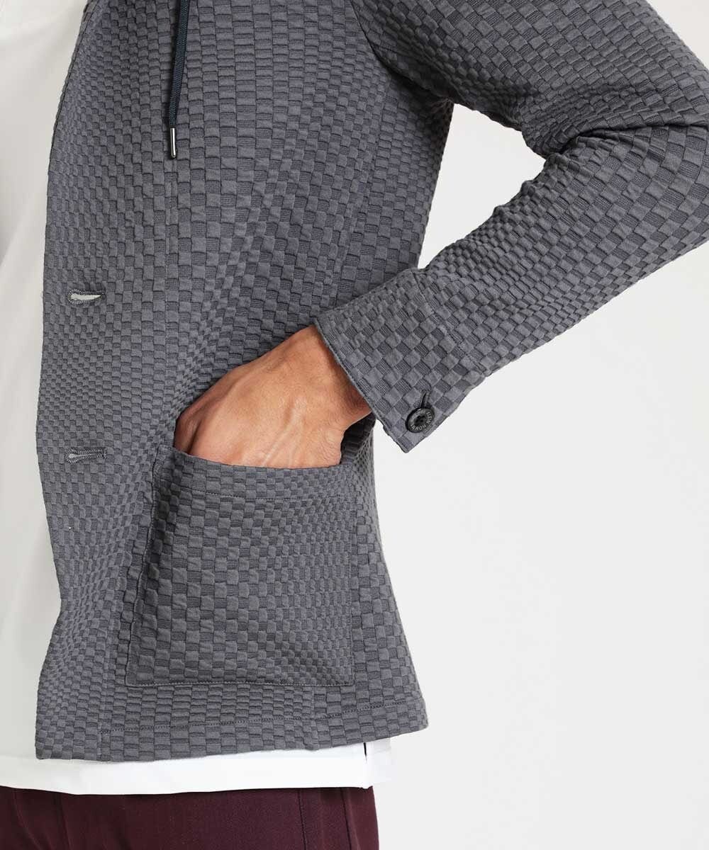 MNKJS33270 MICHEL KLEIN HOMME(ミッシェルクラン オム) ジオメトリックジャガードパーカー グレー(92)