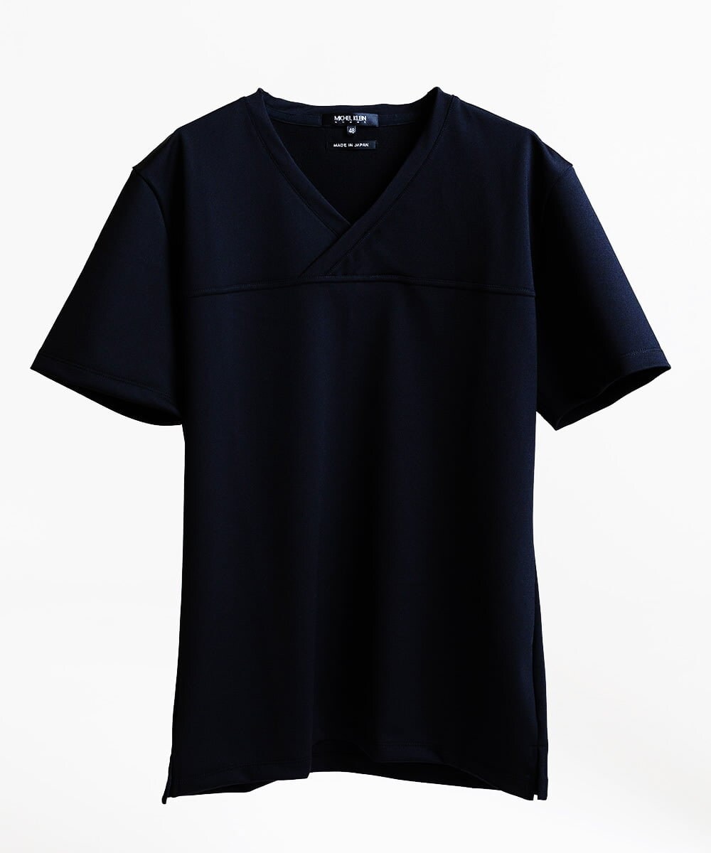 MNKJS51150 MICHEL KLEIN HOMME(ミッシェルクラン オム) 《日本製》カシュクールVネックカットソー ブラック(94)