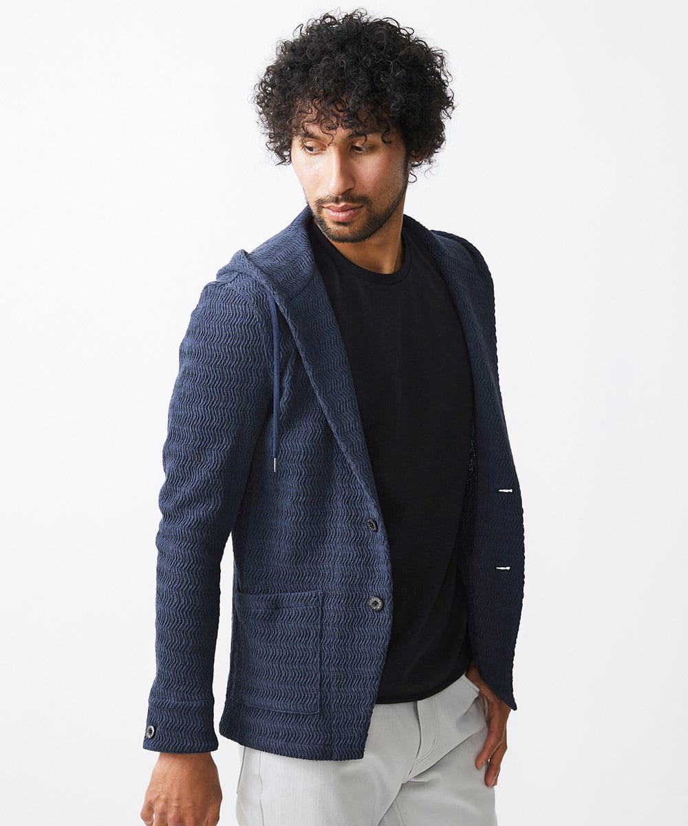 MNKJX33290 MICHEL KLEIN HOMME(ミッシェルクラン オム) ウェーブパーカージャケット ネイビー