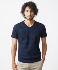 MNKJX50130 MICHEL KLEIN HOMME(ミッシェルクラン オム) 《日本製》ウェーブリンクス半袖カットソー ネイビー