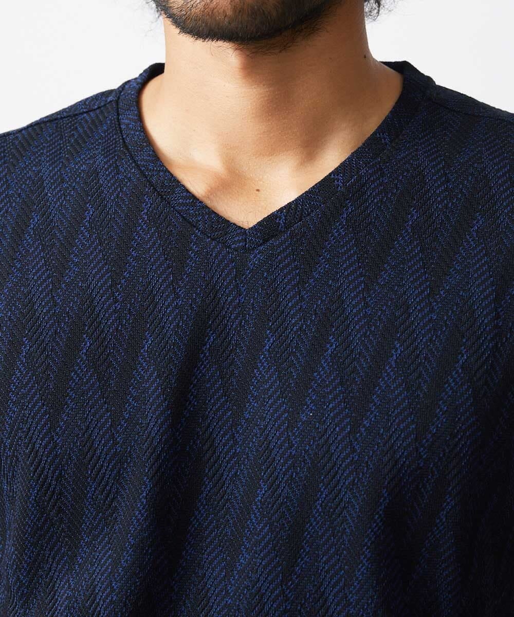 MNKJX50130 MICHEL KLEIN HOMME(ミッシェルクラン オム) 《日本製》ウェーブリンクス半袖カットソー ネイビー