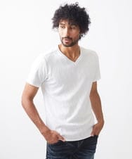 MNKJX50130 MICHEL KLEIN HOMME(ミッシェルクラン オム) 《日本製》ウェーブリンクス半袖カットソー ホワイト