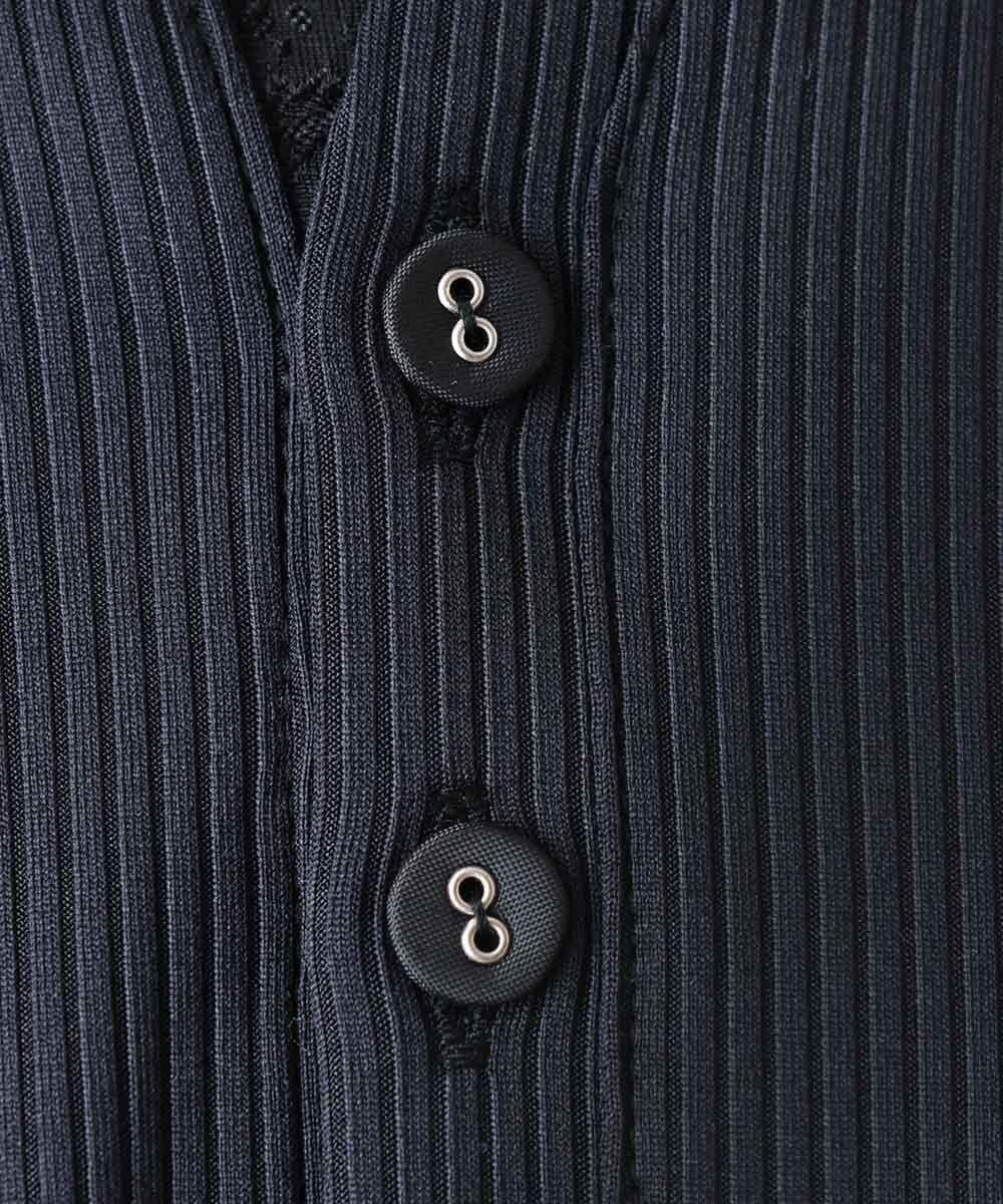 MNKJX54150 MICHEL KLEIN HOMME(ミッシェルクラン オム) ヘンリーネックプリーツ半袖カットソー ブラック