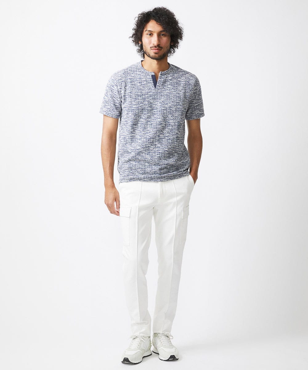 MNKJX55170 MICHEL KLEIN HOMME(ミッシェルクラン オム) スラブツイード半袖カットソー ブルー
