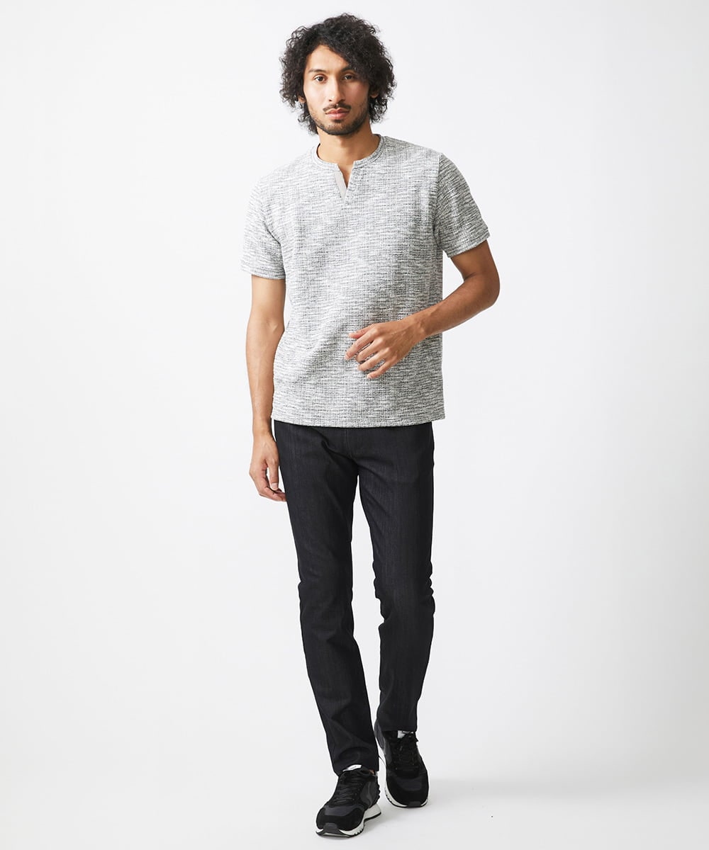 MNKJX55170 MICHEL KLEIN HOMME(ミッシェルクラン オム) スラブツイード半袖カットソー ライトグレー
