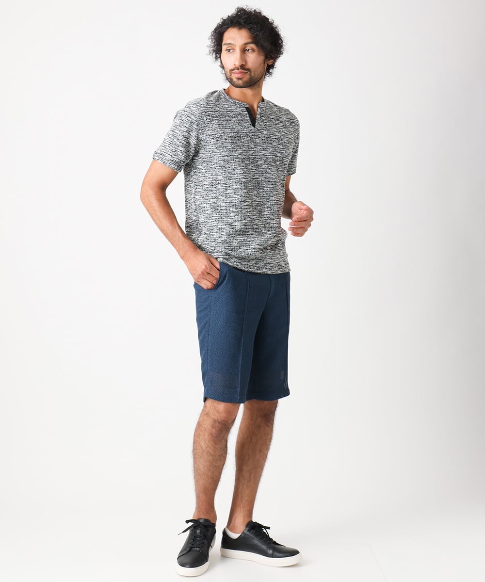 MNKJX55170 MICHEL KLEIN HOMME(ミッシェルクラン オム) スラブツイード半袖カットソー ブラック