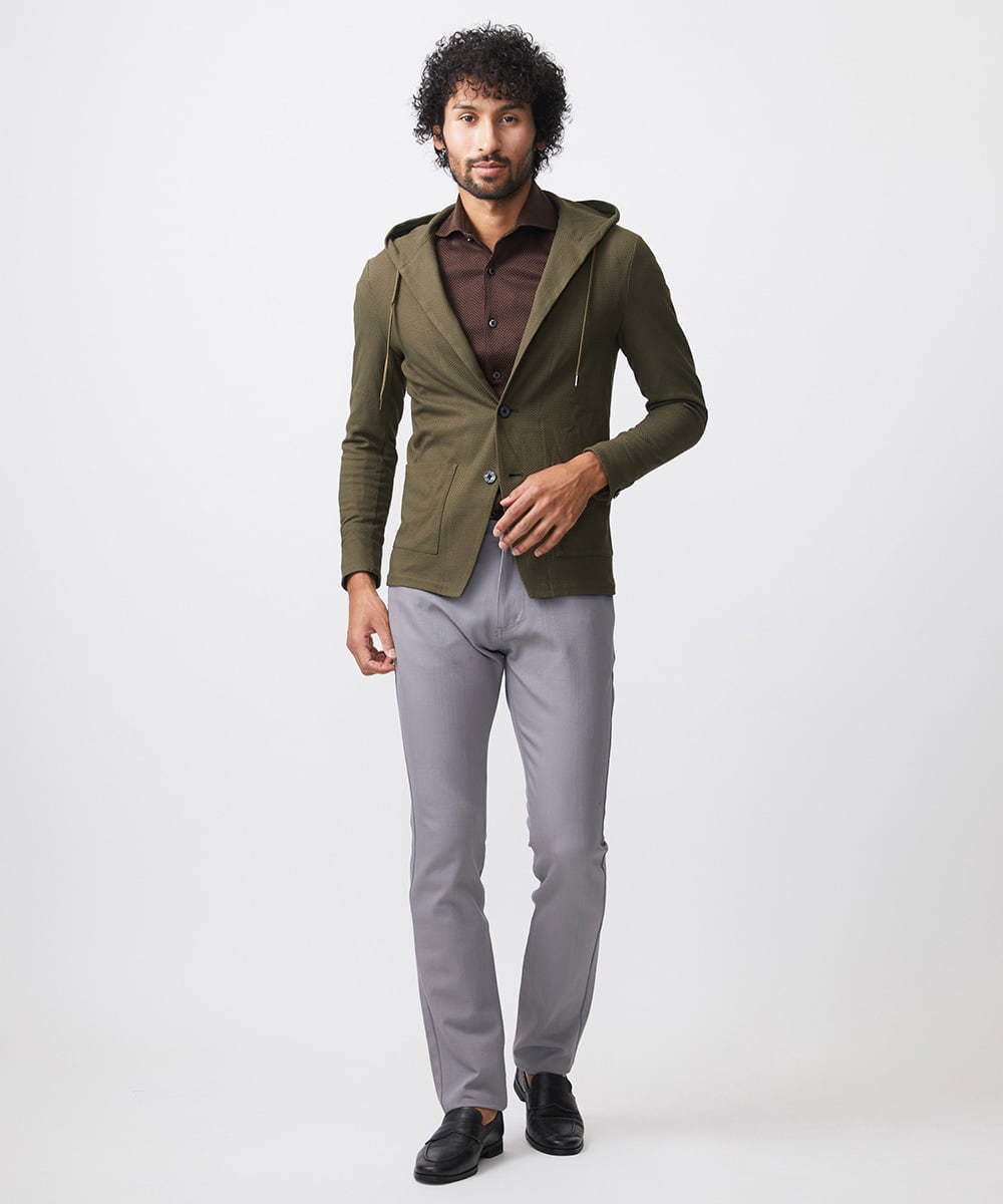 MNKJX56290 MICHEL KLEIN HOMME(ミッシェルクラン オム) マイクロチェックリンクスパーカー カーキ