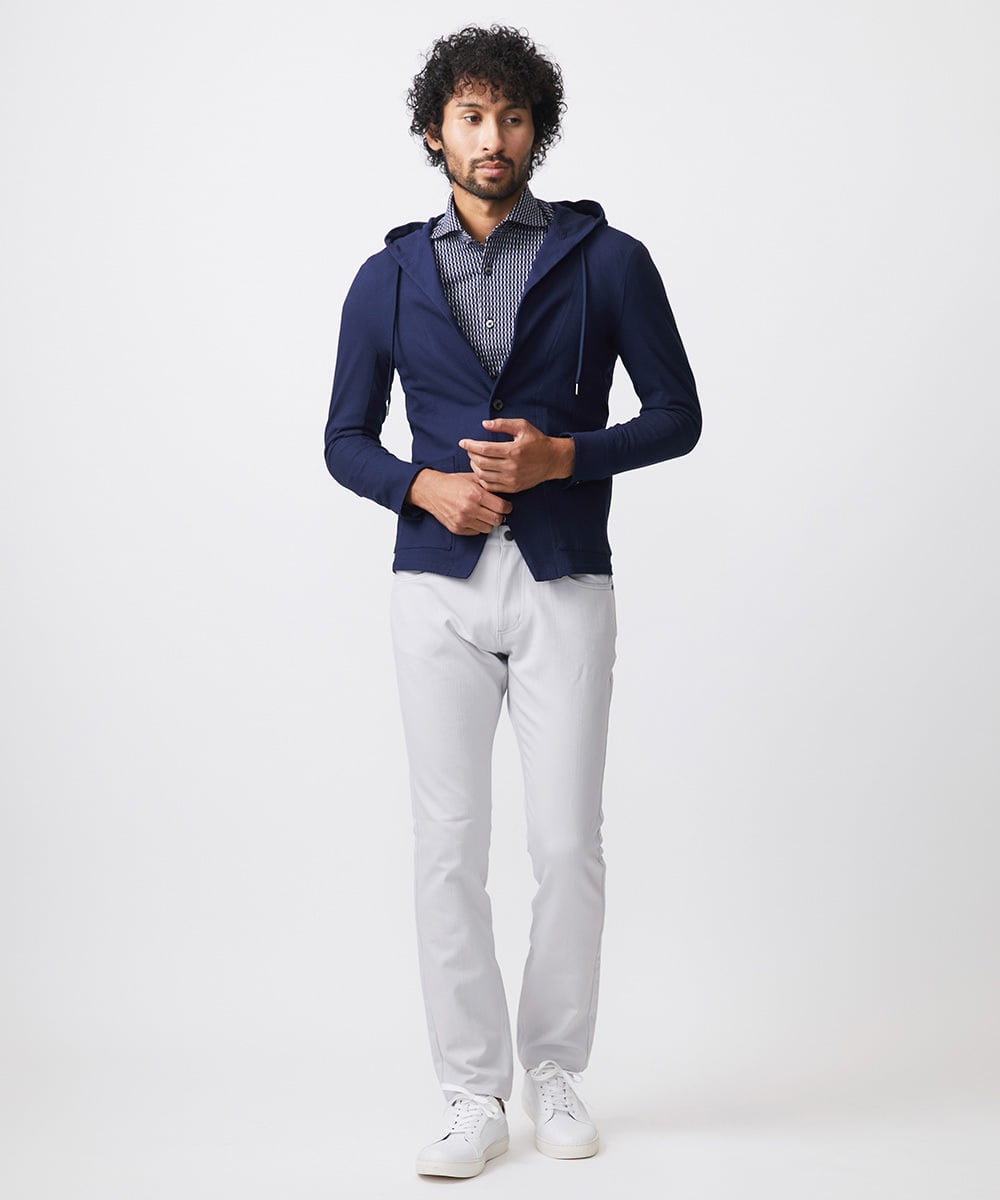 MNKJX56290 MICHEL KLEIN HOMME(ミッシェルクラン オム) マイクロチェックリンクスパーカー ネイビー