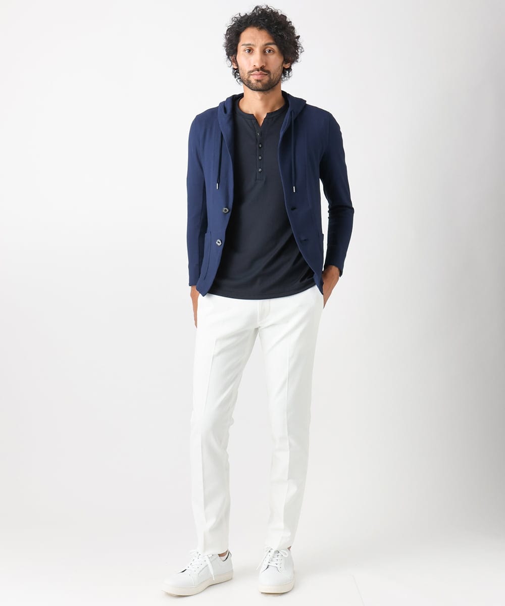 MNKJX56290 MICHEL KLEIN HOMME(ミッシェルクラン オム) マイクロチェックリンクスパーカー ネイビー
