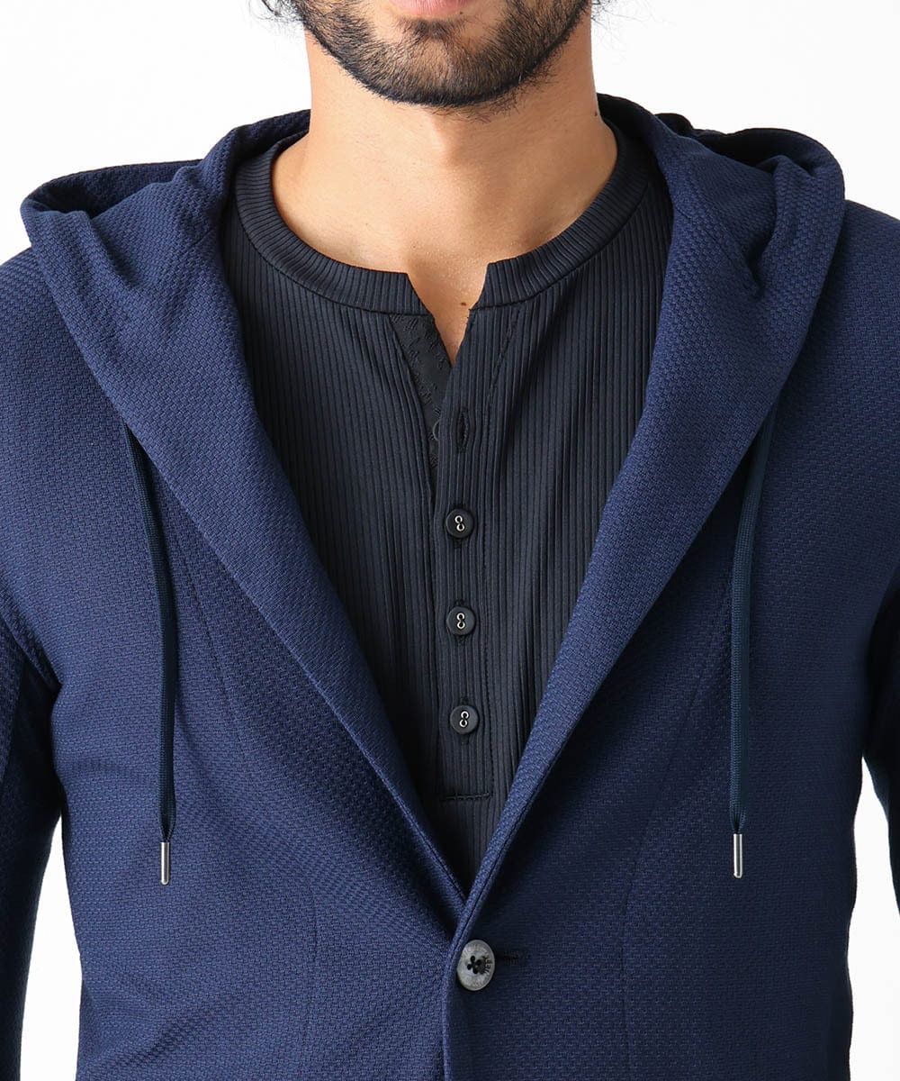 MNKJX56290 MICHEL KLEIN HOMME(ミッシェルクラン オム) マイクロチェックリンクスパーカー ネイビー
