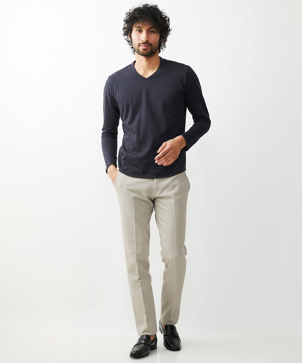 MNKJX72150 MICHEL KLEIN HOMME(ミッシェルクラン オム) 《日本製》リンクス長袖カットソー ダークグレー