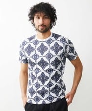 MNKJX73210 MICHEL KLEIN HOMME(ミッシェルクラン オム) ダマスクプリント半袖カットソー ネイビー