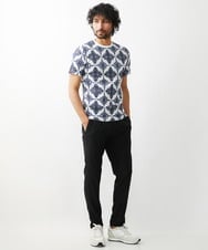 MNKJX73210 MICHEL KLEIN HOMME(ミッシェルクラン オム) ダマスクプリント半袖カットソー ネイビー
