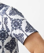 MNKJX73210 MICHEL KLEIN HOMME(ミッシェルクラン オム) ダマスクプリント半袖カットソー ネイビー