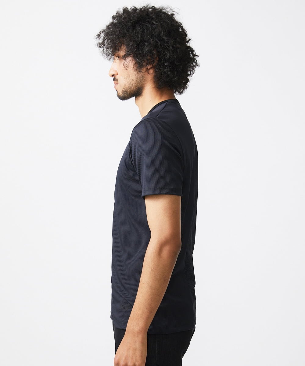 MNKJX74210 MICHEL KLEIN HOMME(ミッシェルクラン オム) 切り替えリブ半袖カットソー ブラック