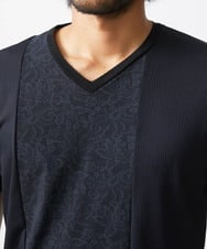 MNKJX74210 MICHEL KLEIN HOMME(ミッシェルクラン オム) 切り替えリブ半袖カットソー ブラック