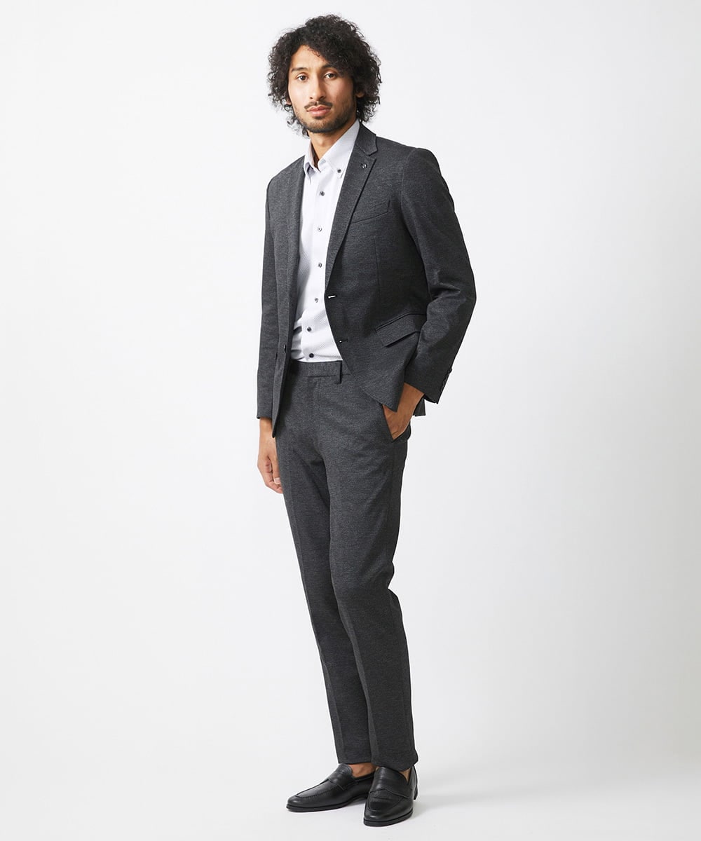 MNLAA55230 MICHEL KLEIN HOMME(ミッシェルクラン オム) ウール調ストレッチスラックスパンツ セットアップ ダークグレー