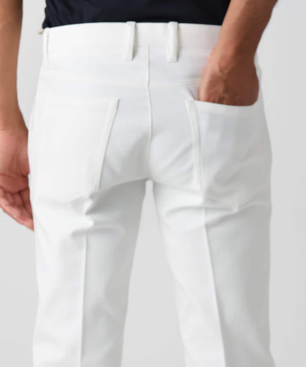 MNLAC61230 MICHEL KLEIN HOMME(ミッシェルクラン オム) プレビアへリンボンスラックスパンツ 撥水 ホワイト
