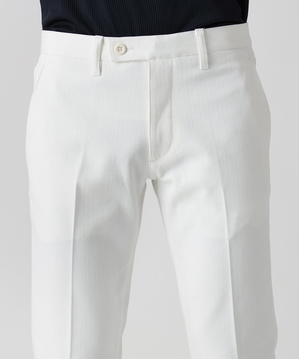 MNLAC61230 MICHEL KLEIN HOMME(ミッシェルクラン オム) プレビアへリンボンスラックスパンツ 撥水 ホワイト