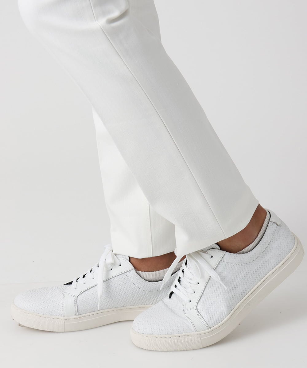 MNLAC61230 MICHEL KLEIN HOMME(ミッシェルクラン オム) プレビアへリンボンスラックスパンツ 撥水 ホワイト