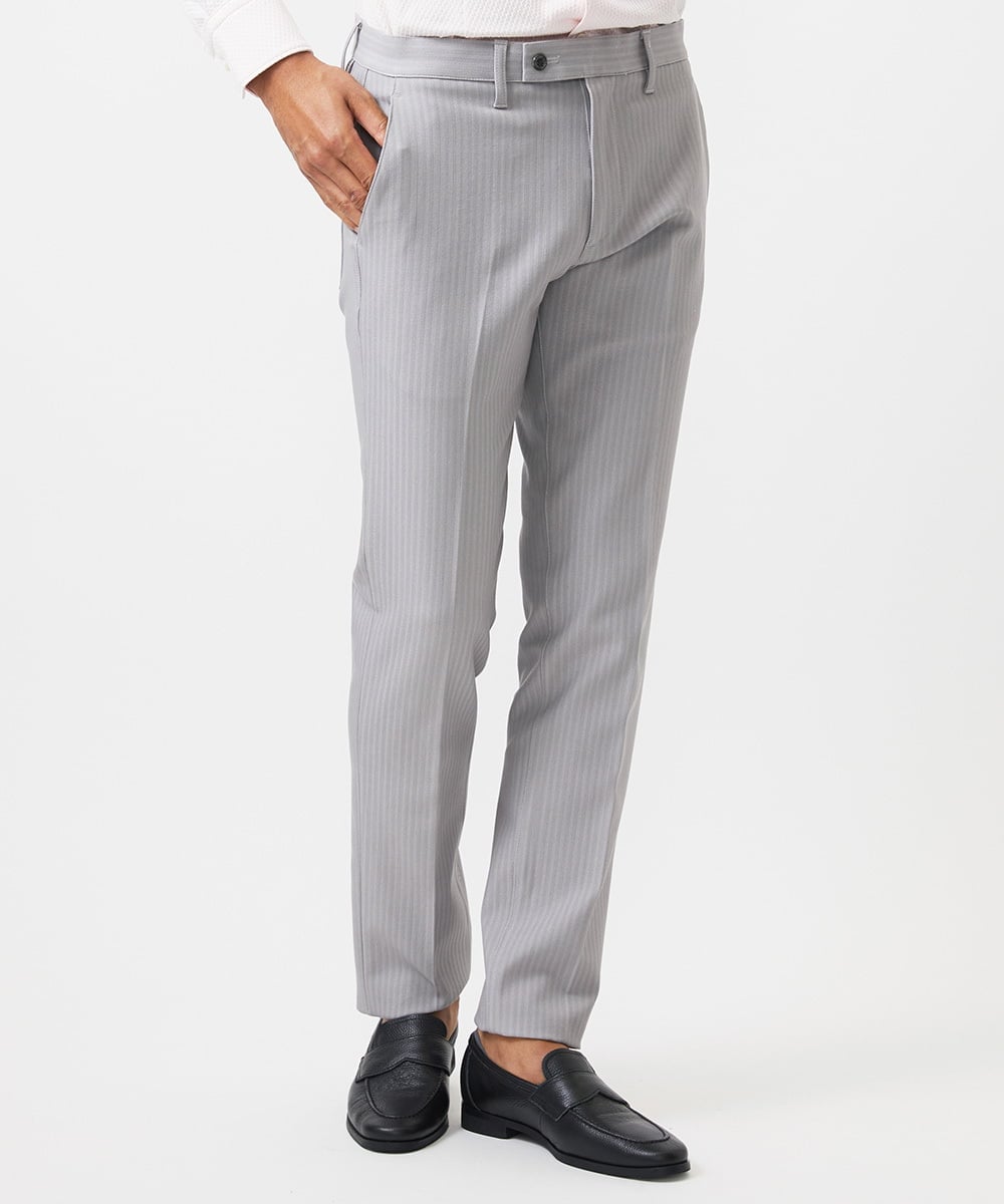 MNLAC61230 MICHEL KLEIN HOMME(ミッシェルクラン オム) プレビアへリンボンスラックスパンツ 撥水 ライトグレー