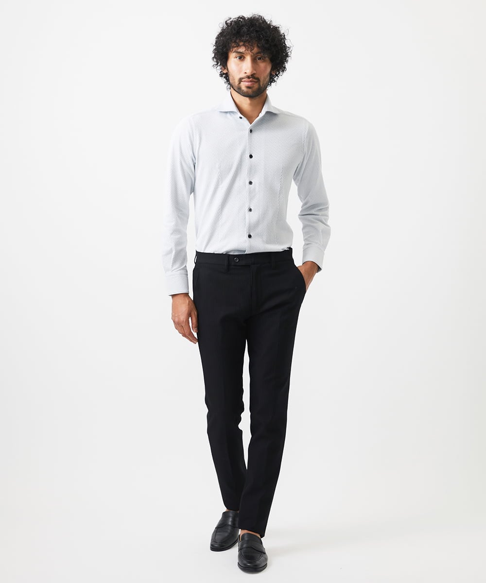 MNLAC61230 MICHEL KLEIN HOMME(ミッシェルクラン オム) プレビアへリンボンスラックスパンツ 撥水 ブラック