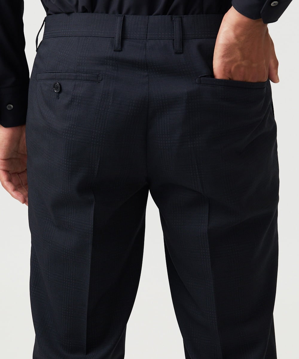 MNLAD06390 MICHEL KLEIN HOMME(ミッシェルクラン オム) 【セットアップ】チェック柄スラックスパンツ ブラック