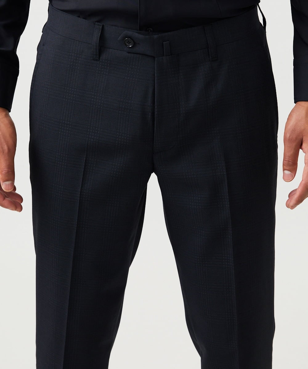 MNLAD06390 MICHEL KLEIN HOMME(ミッシェルクラン オム) 【セットアップ】チェック柄スラックスパンツ ブラック