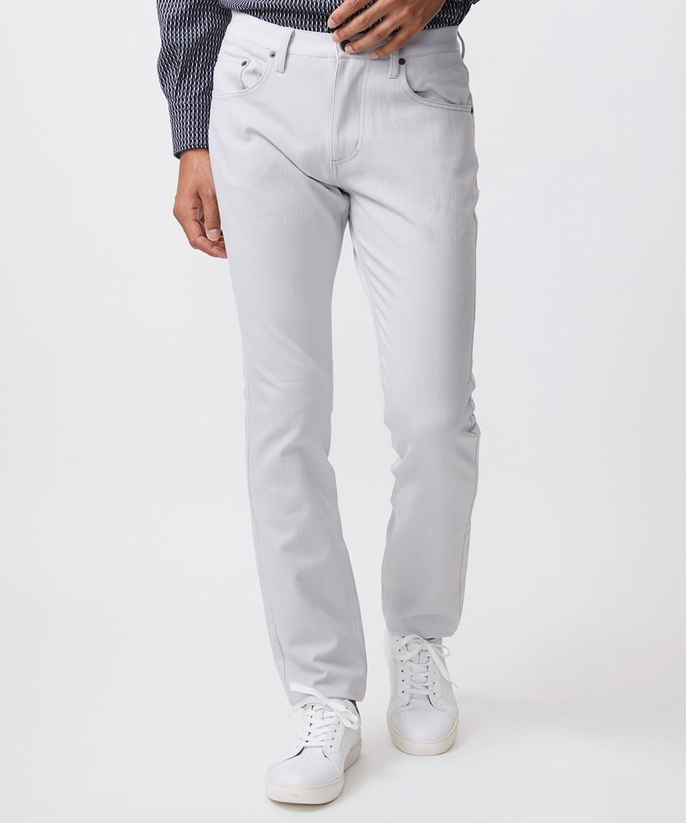 MNLAD50170 MICHEL KLEIN HOMME(ミッシェルクラン オム) 【撥水】プレビアシャンブレー5ポケットパンツ ライトグレー