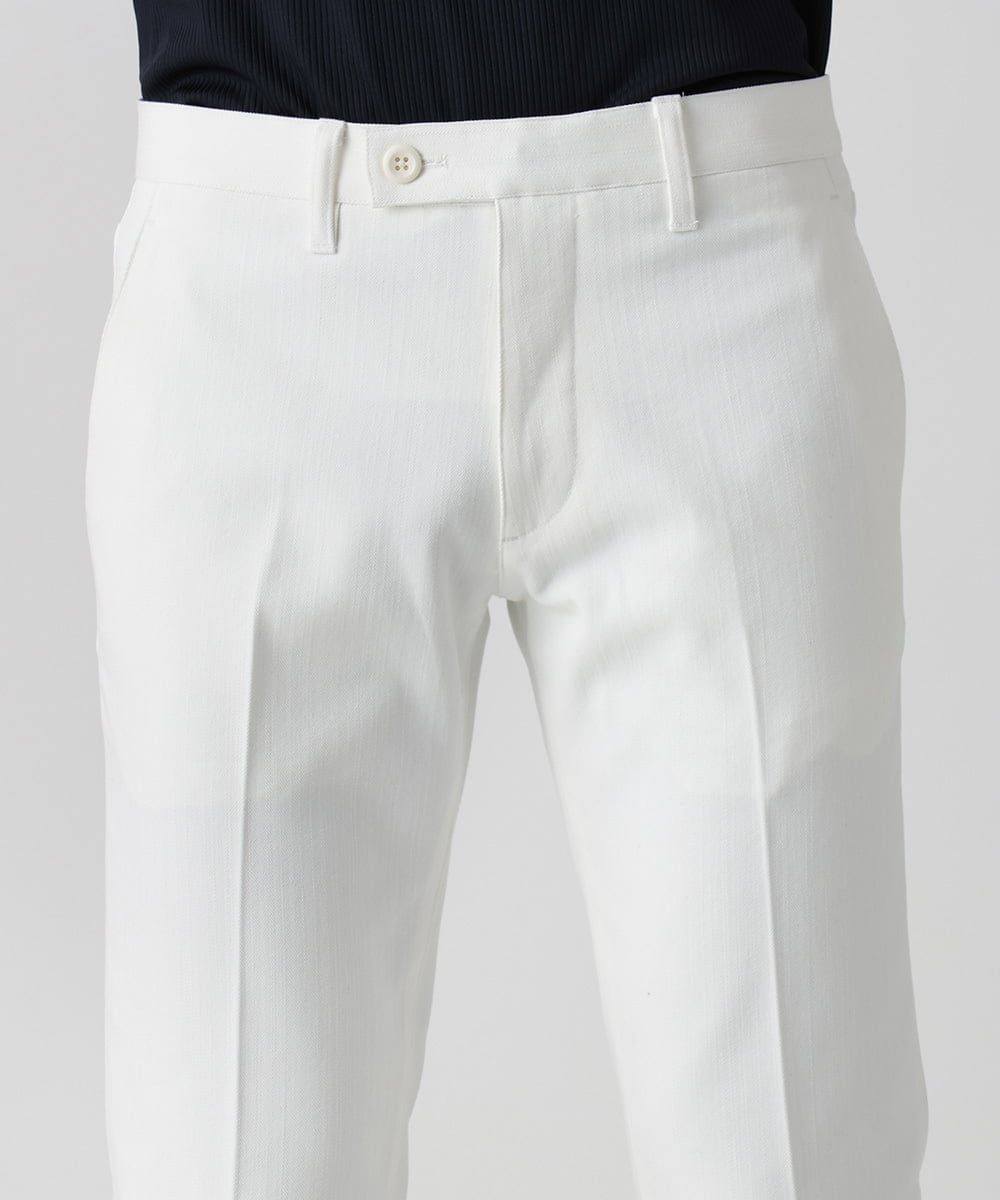 MNLAD61230 MICHEL KLEIN HOMME(ミッシェルクラン オム) 【撥水】プレビアへリンボンスラックスパンツ ホワイト