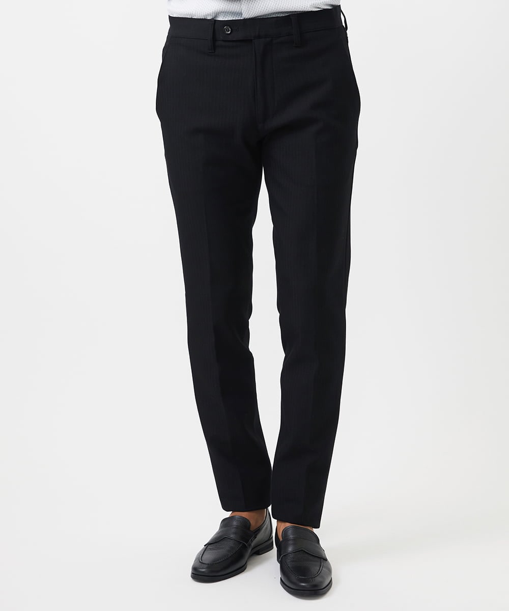 MNLAD61230 MICHEL KLEIN HOMME(ミッシェルクラン オム) 【撥水】プレビアへリンボンスラックスパンツ ブラック
