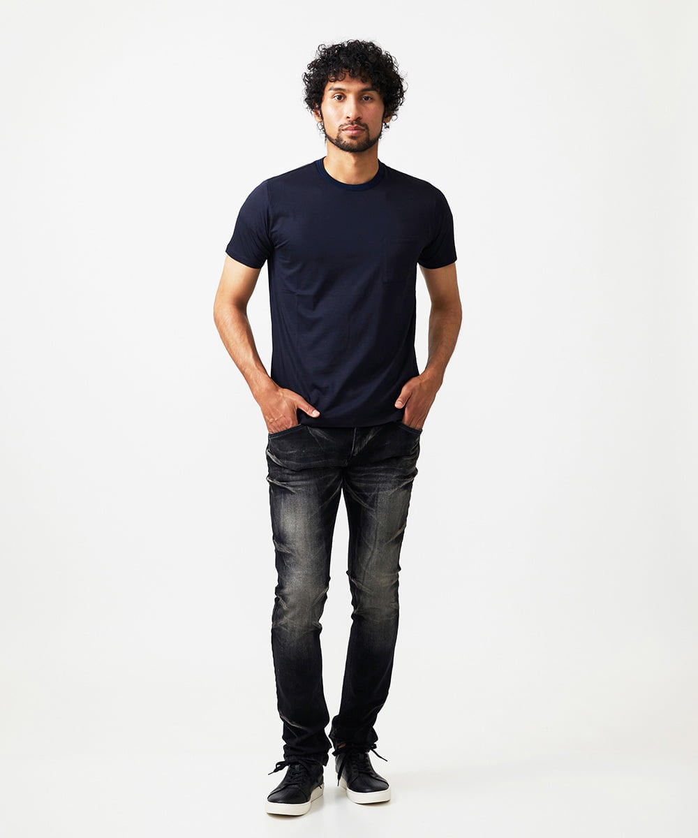 MNLAF21330 MICHEL KLEIN HOMME(ミッシェルクラン オム) 【2025年モデル】《日本製》ブラックオーシャンデニムパンツ ブラック