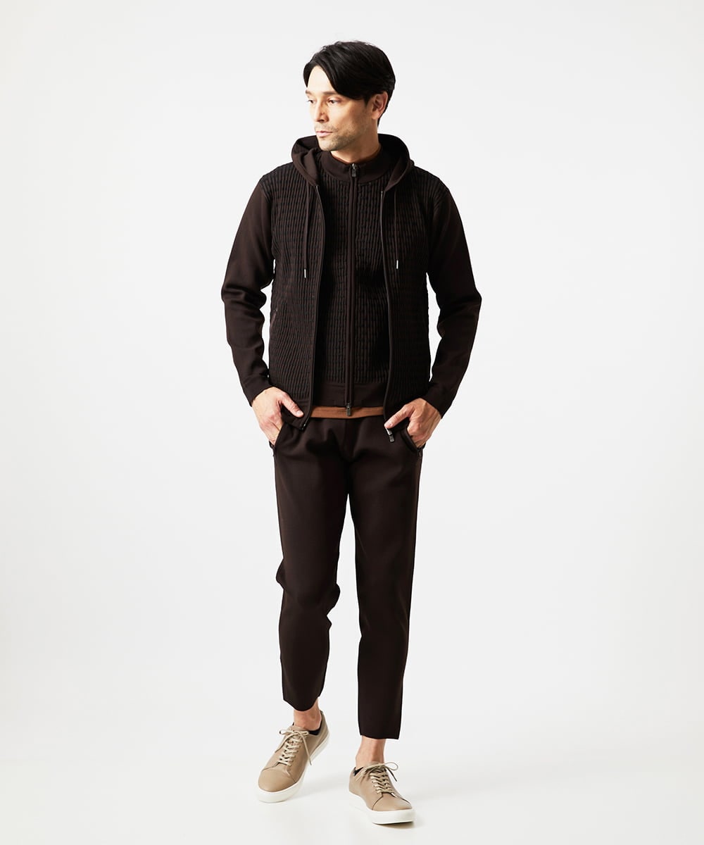 MNLAF54200 MICHEL KLEIN HOMME(ミッシェルクラン オム) 【セットアップ】ニットジョガーパンツ ブラウン