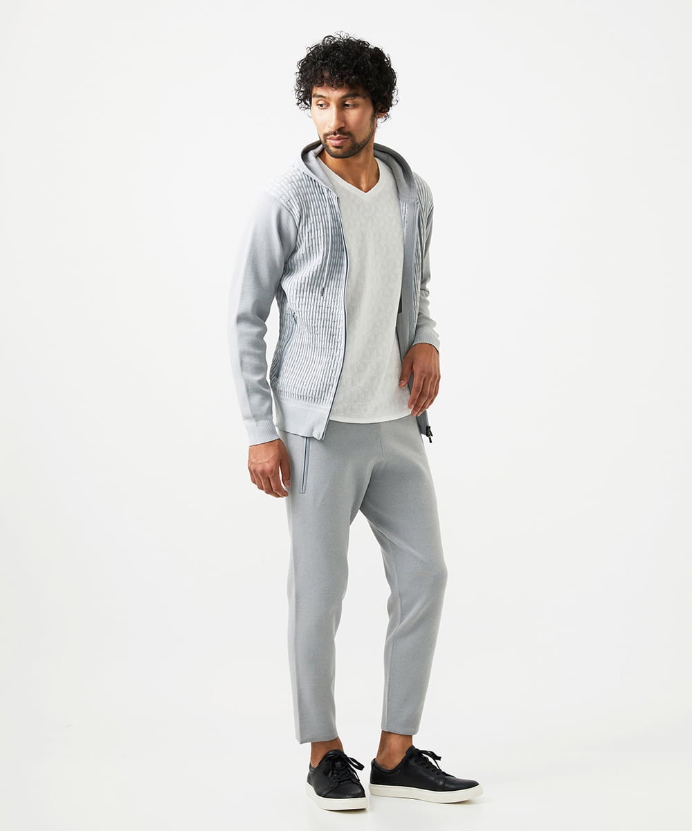 MNLAF54200 MICHEL KLEIN HOMME(ミッシェルクラン オム) 【セットアップ】ニットジョガーパンツ ライトグレー